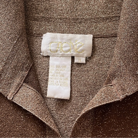 Cache S SILK Metallic Gold Mesh Collared Sweater Knit Top Holiday Elegant VtgY2K - Picture 5 of 15